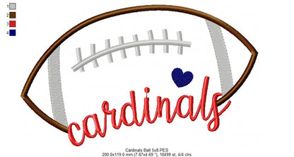Cardinals Football Name – Satin Stitch – Machine Embroidery Design