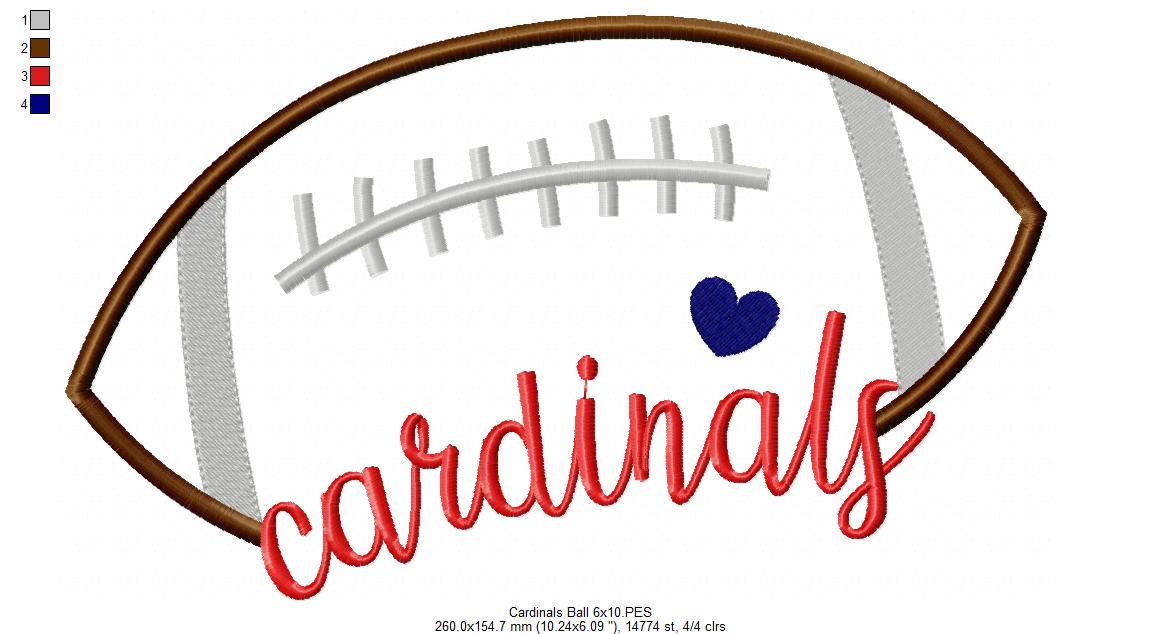 Cardinals Football Name – Satin Stitch – Machine Embroidery Design