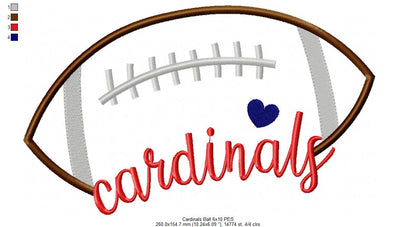Cardinals Football Name – Satin Stitch – Machine Embroidery Design