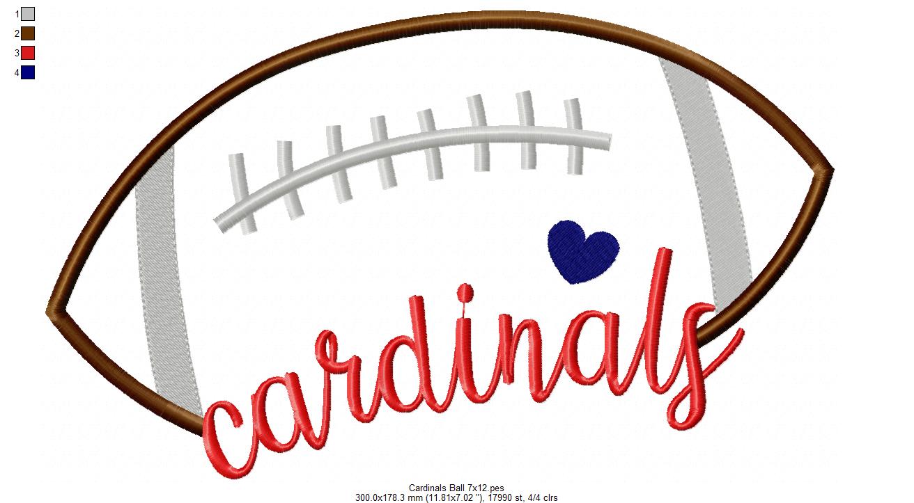 Cardinals Football Name – Satin Stitch – Machine Embroidery Design