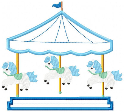 Carousel Horse Boy - Applique Embroidery