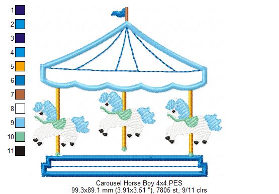 Carousel Horse Boy - Applique Embroidery