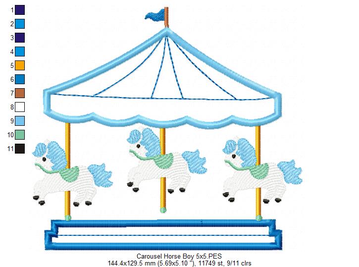 Carousel Horse Boy - Applique Embroidery
