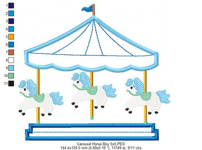 Carousel Horse Boy - Applique Embroidery