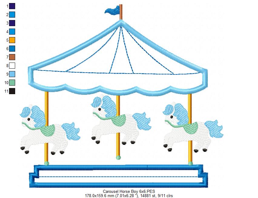 Carousel Horse Boy - Applique Embroidery