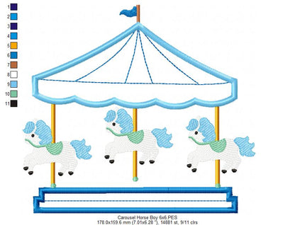 Carousel Horse Boy - Applique Embroidery