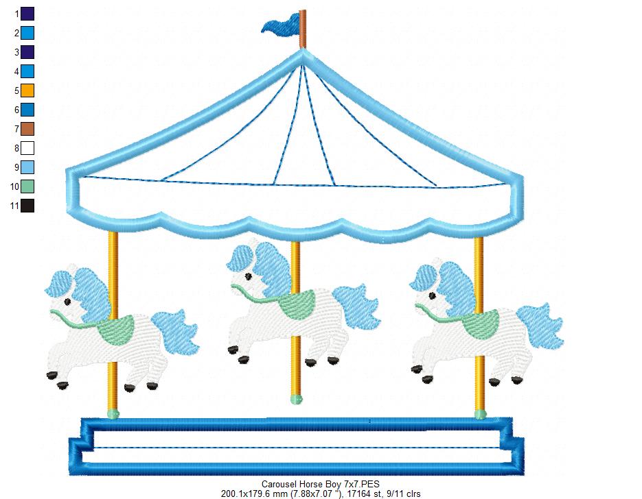 Carousel Horse Boy - Applique Embroidery