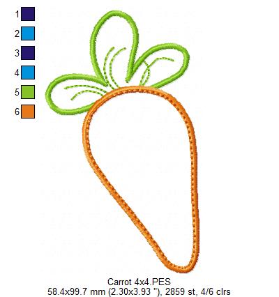 Easter Carrot - Applique - Machine Embroidery Design