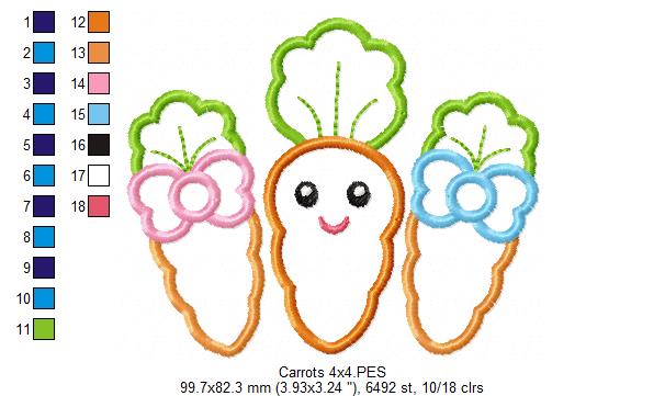 Happy Easter Carrots - Applique