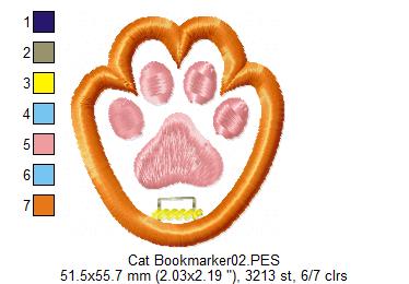Cat Bookmarker - ITH Project - Machine Embroidery Design