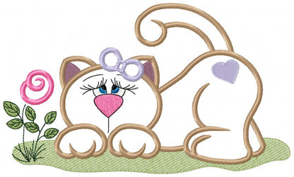 Cute Cat Girl - Applique - Machine Embroidery Design