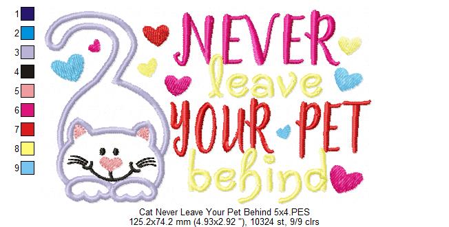 Never Leave Your Pet Behind - Cat - Applique