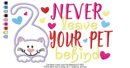 Never Leave Your Pet Behind - Cat - Applique