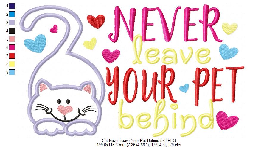 Never Leave Your Pet Behind - Cat - Applique