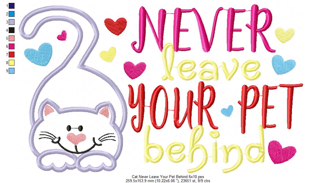 Never Leave Your Pet Behind - Cat - Applique