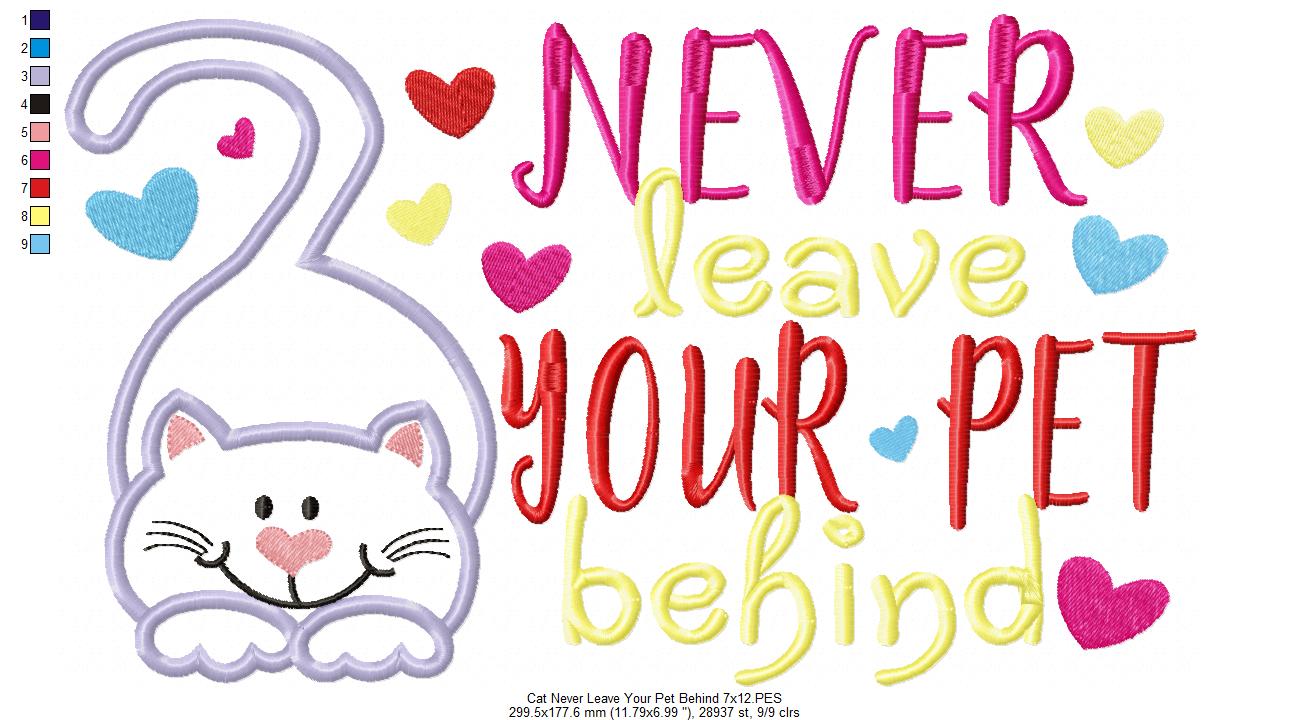 Never Leave Your Pet Behind - Cat - Applique