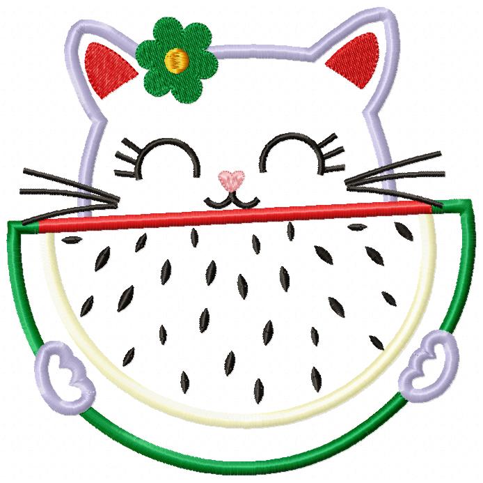 Cat eating a watermelon - Applique