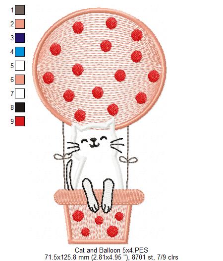 Cat and Balloon - Applique