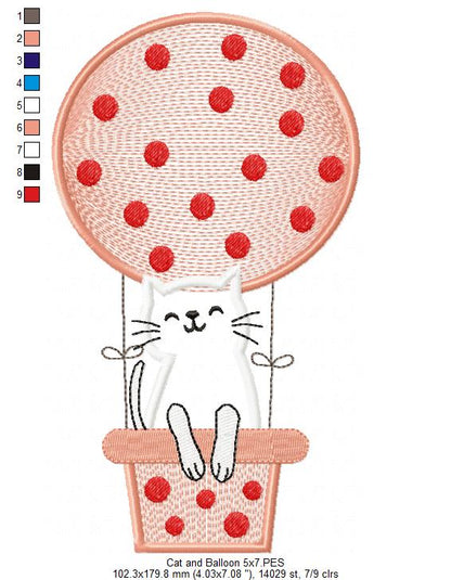 Cat and Balloon - Applique