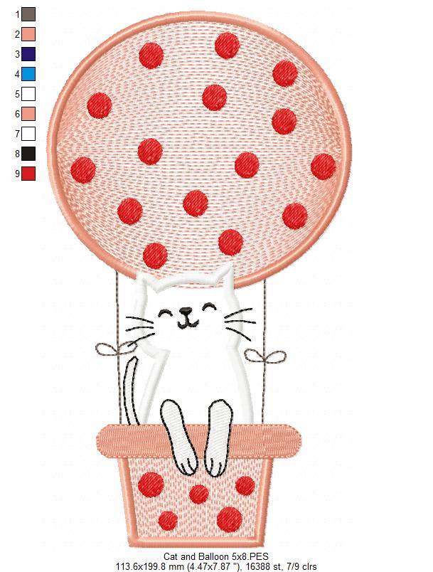 Cat and Balloon - Applique