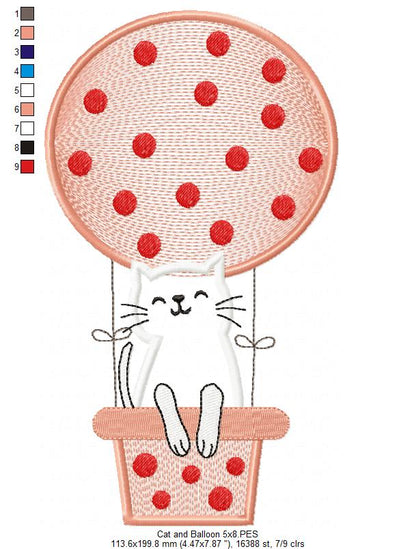 Cat and Balloon - Applique