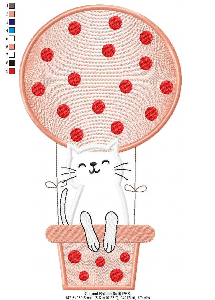 Cat and Balloon - Applique