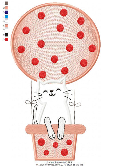Cat and Balloon - Applique