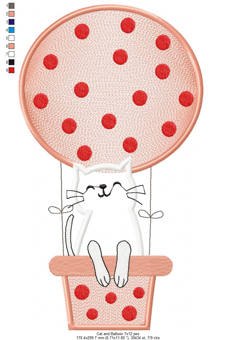 Cat and Balloon - Applique