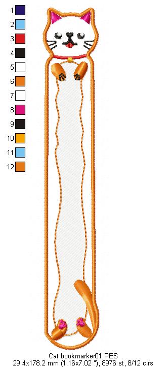 Cute Cat Bookmarker - ITH Project - Machine Embroidery Design