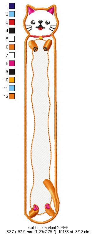 Cute Cat Bookmarker - ITH Project - Machine Embroidery Design