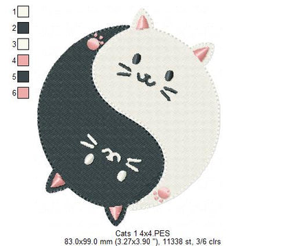 Cat Yin Yang - Fill Stitch
