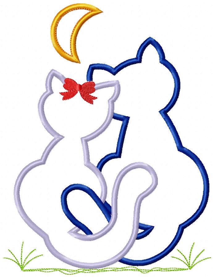 Cats in Love - Appliqué - Machine Embroidery Design