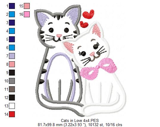 Cats in Love - Applique