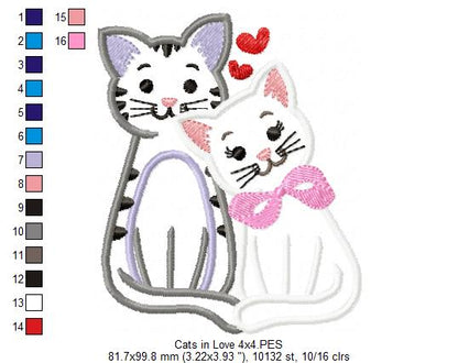 Cats in Love - Applique
