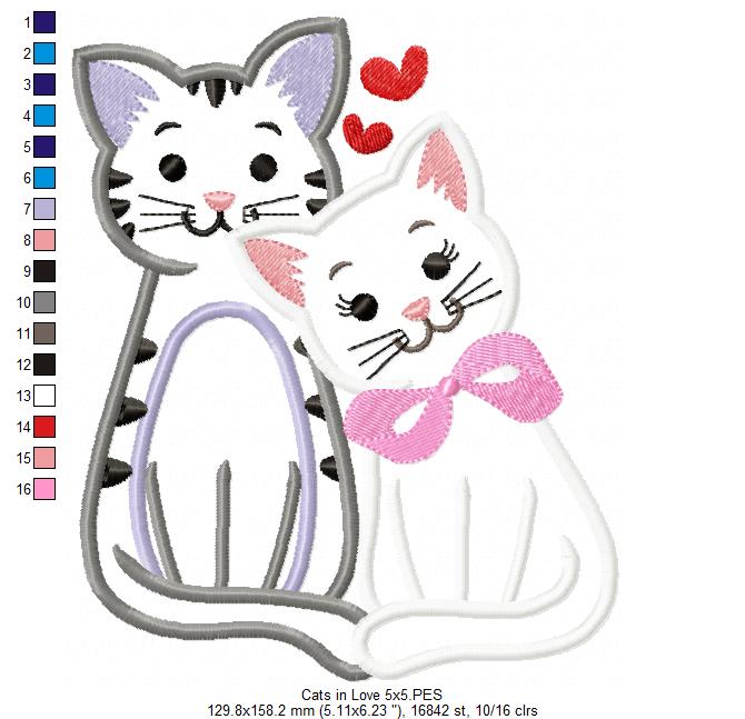 Cats in Love - Applique
