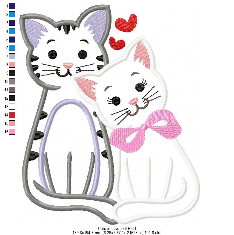 Cats in Love - Applique