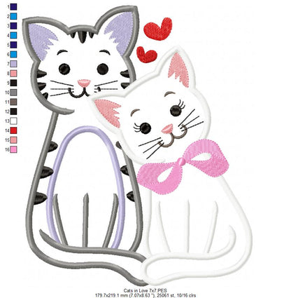 Cats in Love - Applique