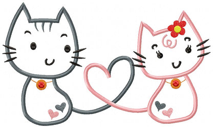 Cats in Love – Appliqué – Machine Embroidery Design