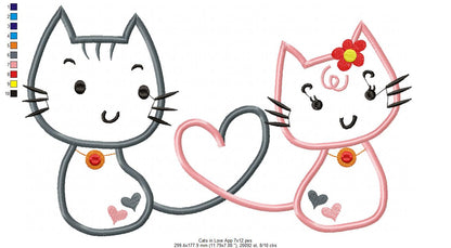 Cats in Love – Appliqué – Machine Embroidery Design