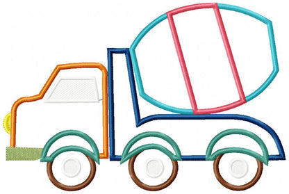 Cement Mixer Truck  - Applique - Machine Embroidery Design