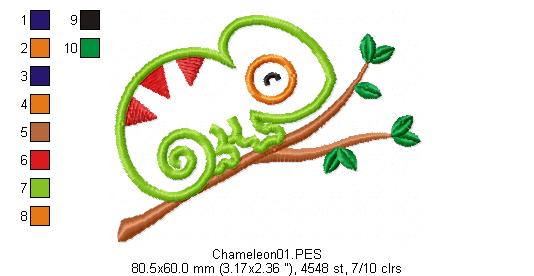 Chameleon -  Applique - Machine Embroidery Design