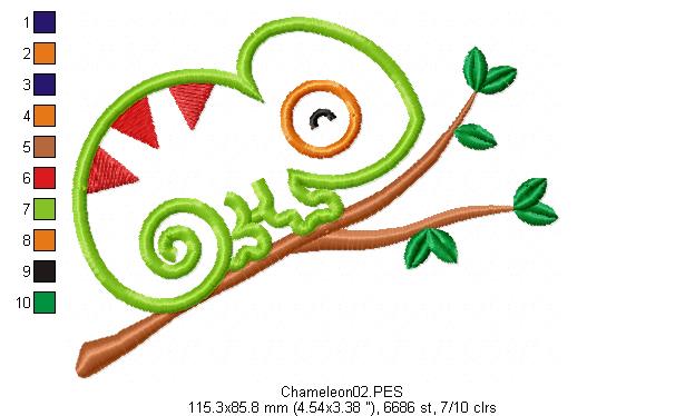 Chameleon -  Applique - Machine Embroidery Design