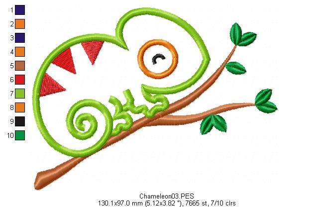 Chameleon -  Applique - Machine Embroidery Design