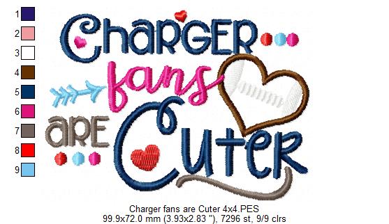 Charger Fans Are Cuter - Appliqué - Machine Embroidery Design