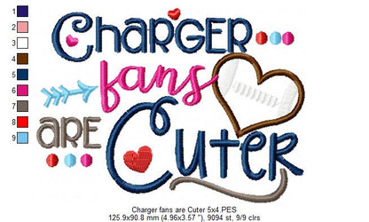 Charger Fans Are Cuter - Appliqué - Machine Embroidery Design