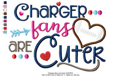 Charger Fans Are Cuter - Appliqué - Machine Embroidery Design