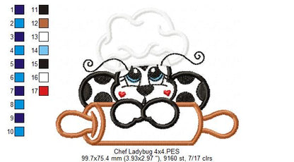 Kitchen Chef Ladybug - Applique
