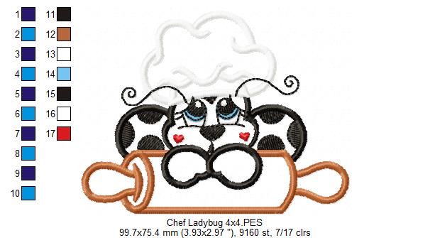 Kitchen Chef Ladybug - Applique