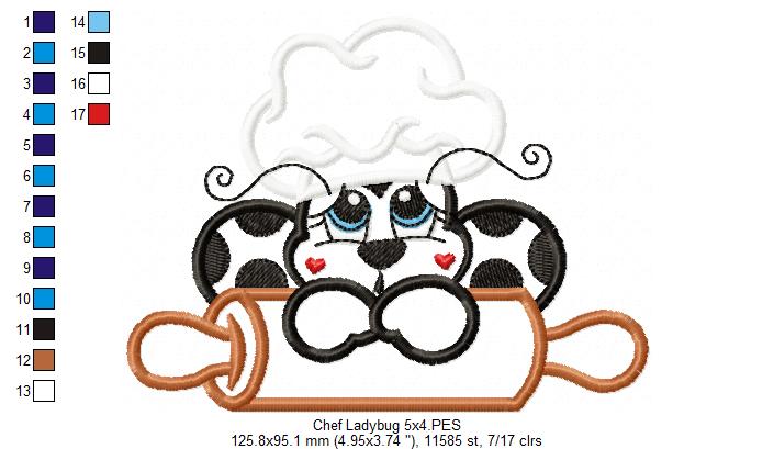 Kitchen Chef Ladybug - Applique