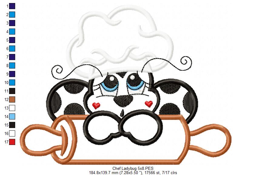 Kitchen Chef Ladybug - Applique